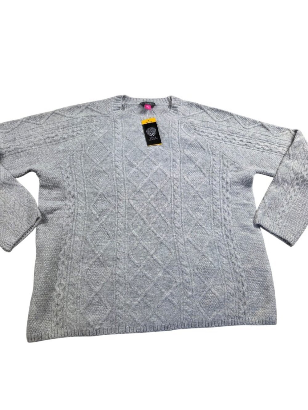 Vince Camuto Sweater Womens Gray Acrylic Blend Long Sleeve Crew Neck Tags